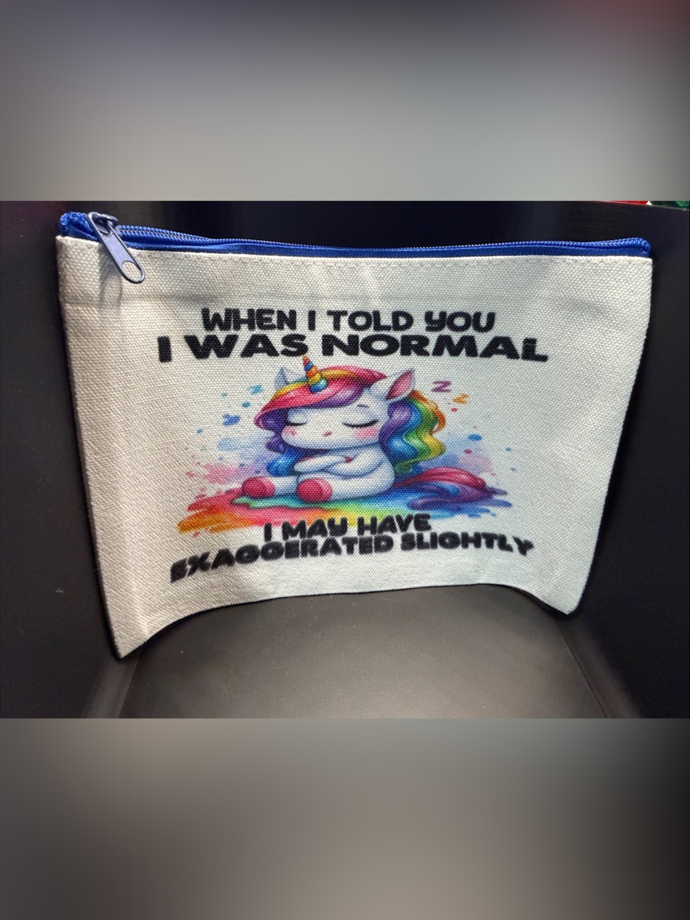 NEW Rainbow Unicorn Canvas Zipper Pouch - White